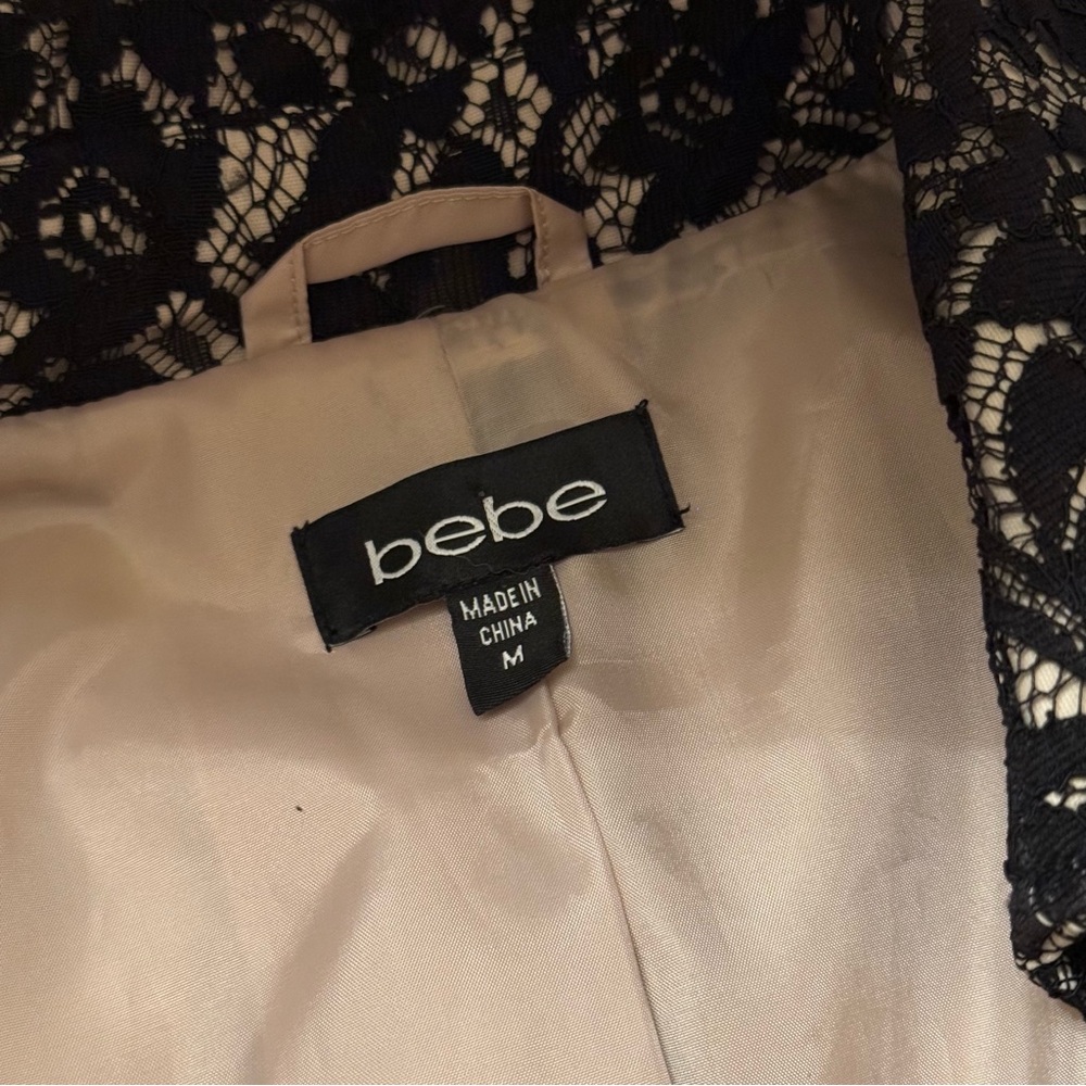 Bebe Black Lace Belted Jacket with Corset Back - Picture 13 of 14